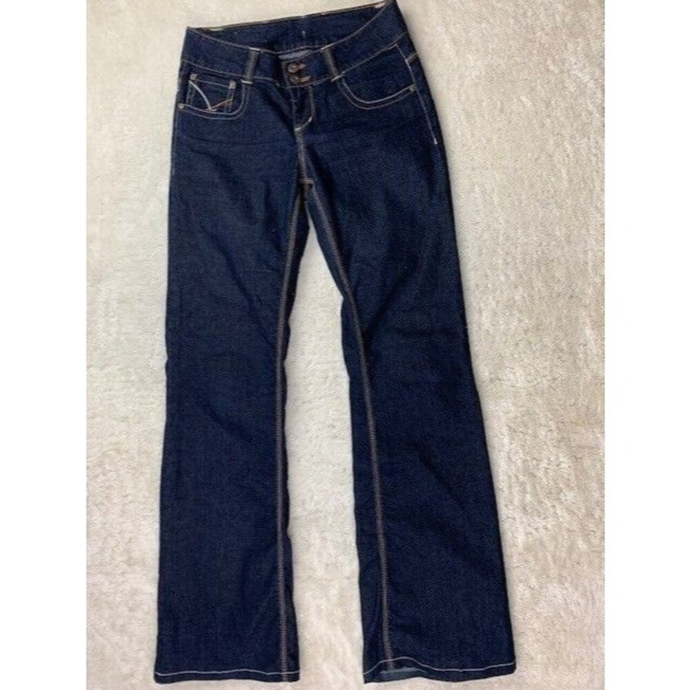 C Pink Size 3 Women Jean Stretch Low Rise Boot Flare Dark Wash Embelished Pocket